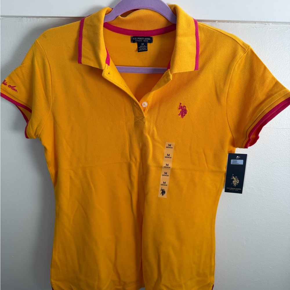 U.S. Polo Assn. Vibrant Yellow Top with Pink Accents